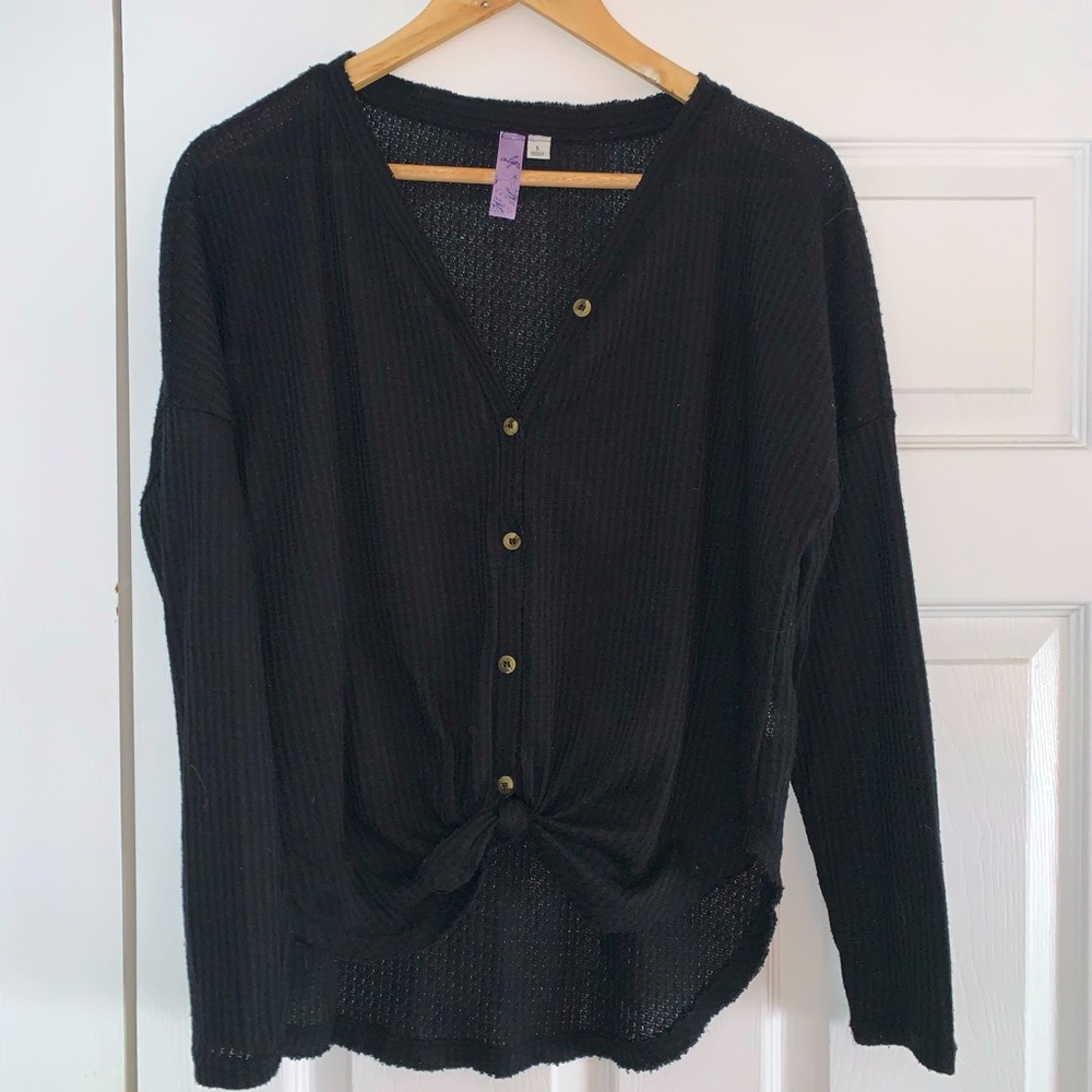 Waffle Knit Button Down